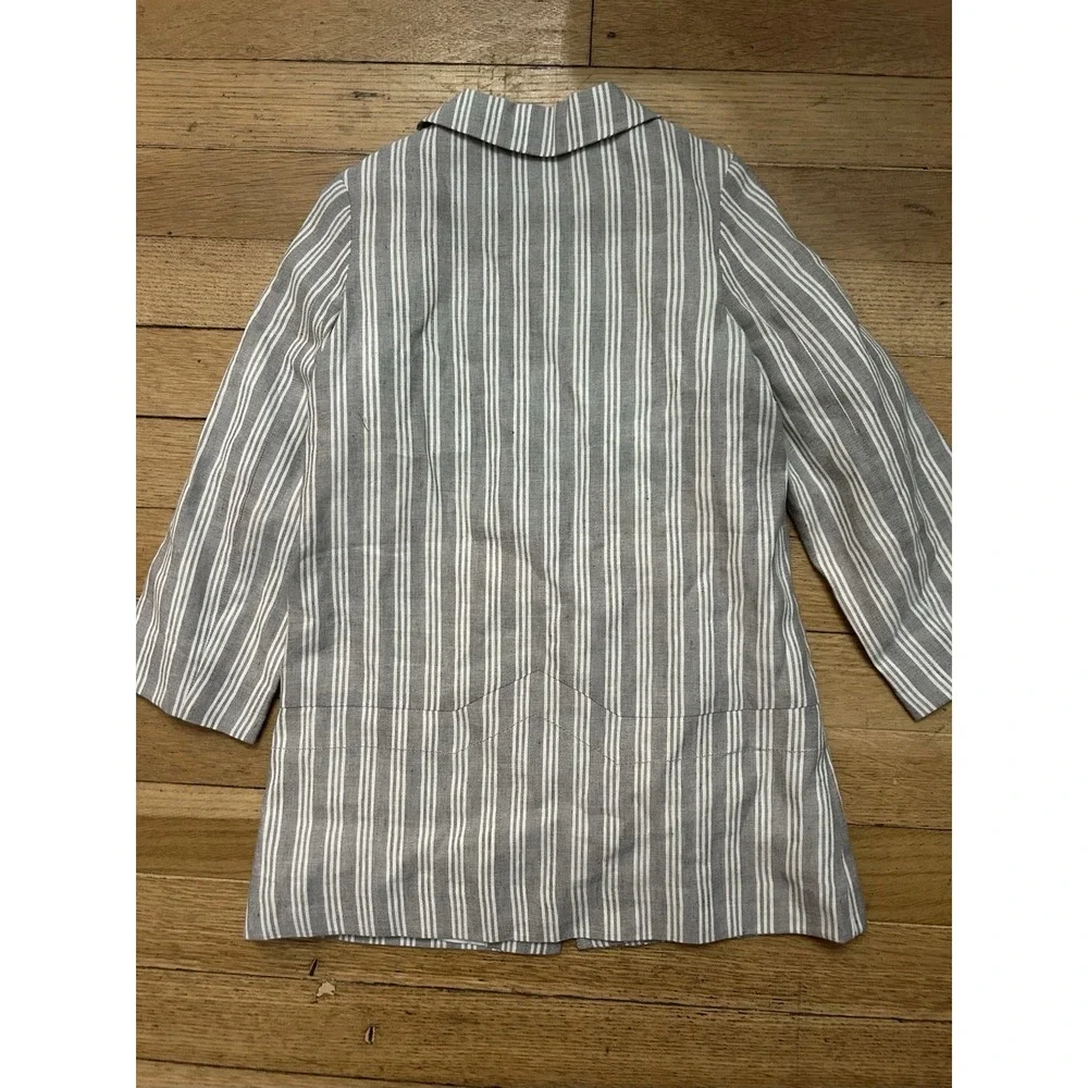 Marie Chantal Striped Button Up Dress Size 5 Girls Gray And White Shirt Dress
